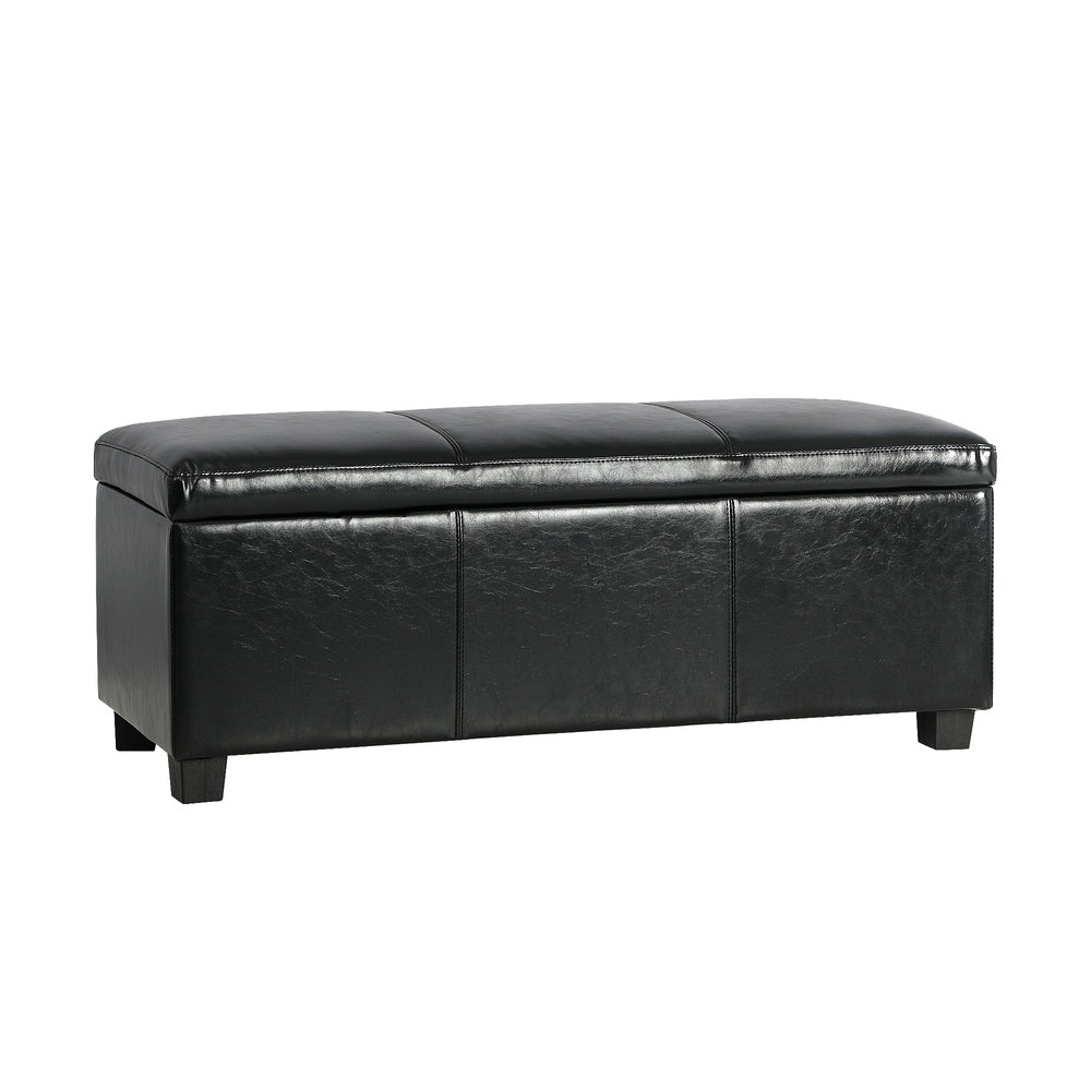 Oikiture Storage Ottoman PU Leather Large Black