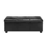 Oikiture Storage Ottoman PU Leather Large Black - Close-Up Angle
