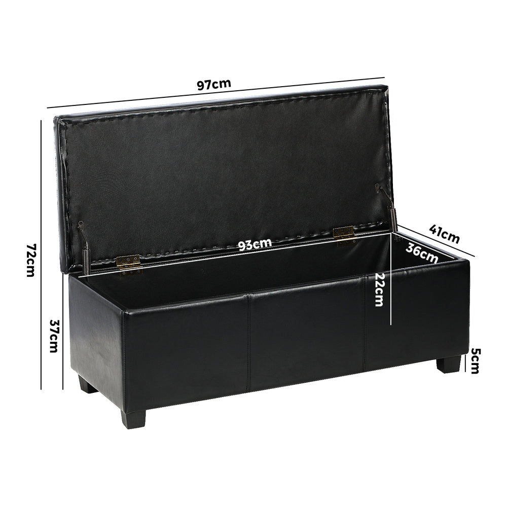 Oikiture Storage Ottoman PU Leather Large Black