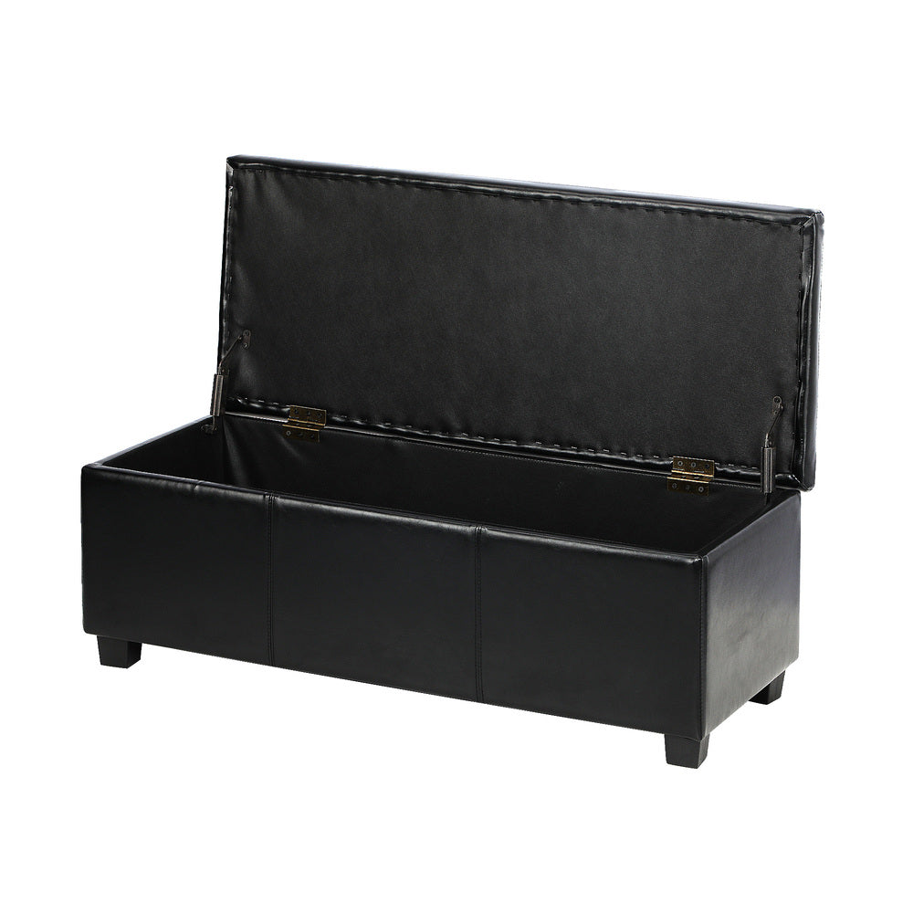 Oikiture Storage Ottoman PU Leather Large Black
