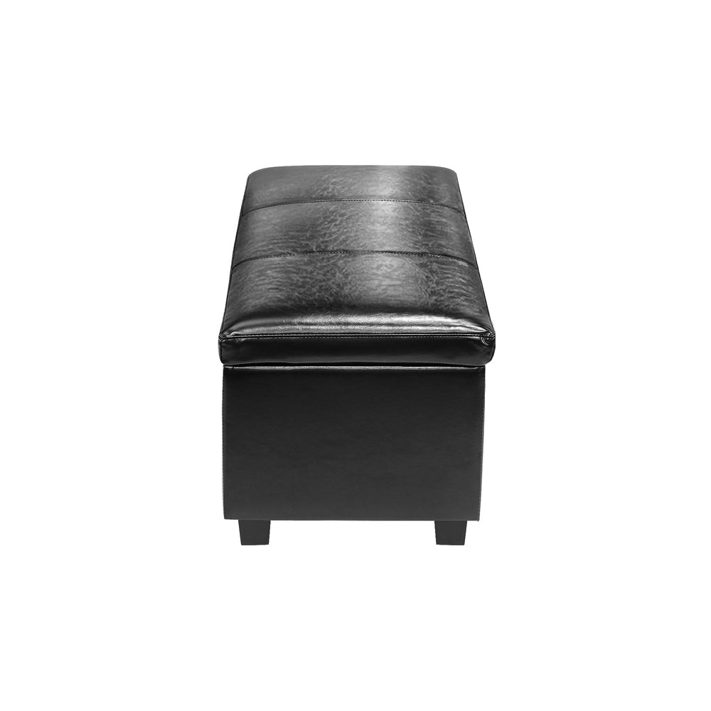 Oikiture Storage Ottoman PU Leather Large Black