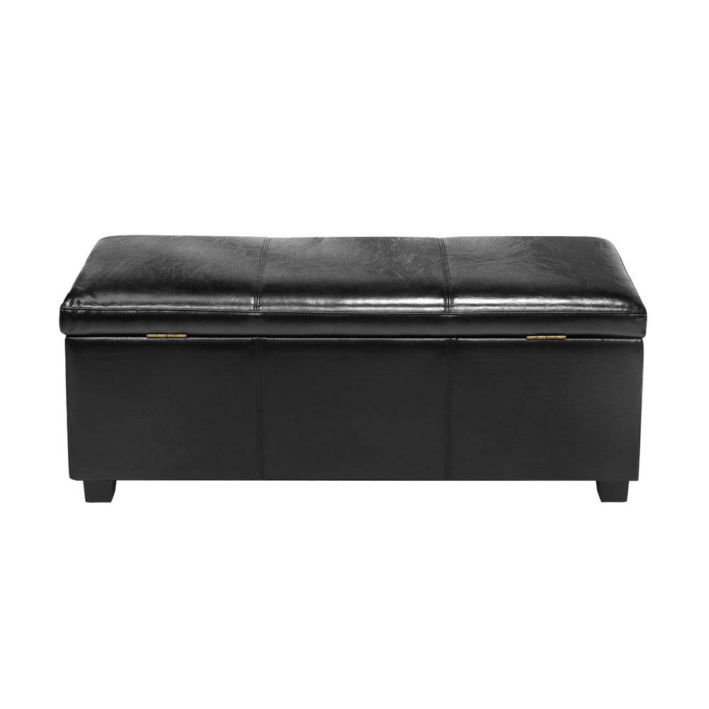 Oikiture Storage Ottoman PU Leather Large Black