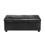 Oikiture Storage Ottoman PU Leather Large Black - 45-Degree Angle