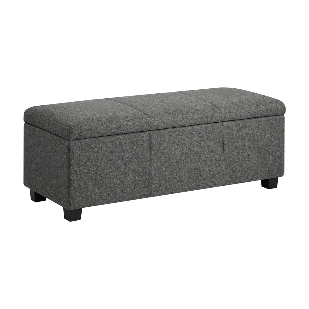Oikiture Storage Ottoman Linen Fabric Large