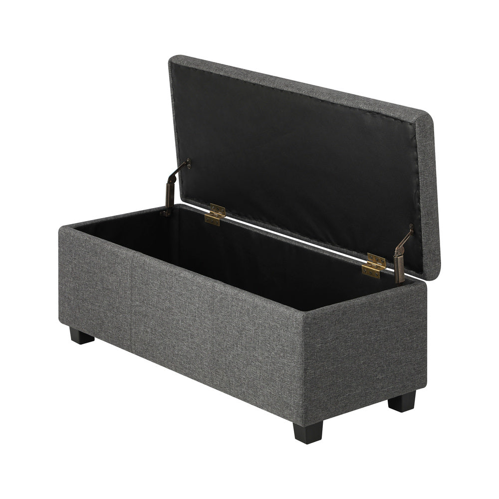 Oikiture Storage Ottoman Linen Fabric Large
