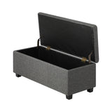 Oikiture Storage Ottoman Linen Fabric Large - Top-Down View