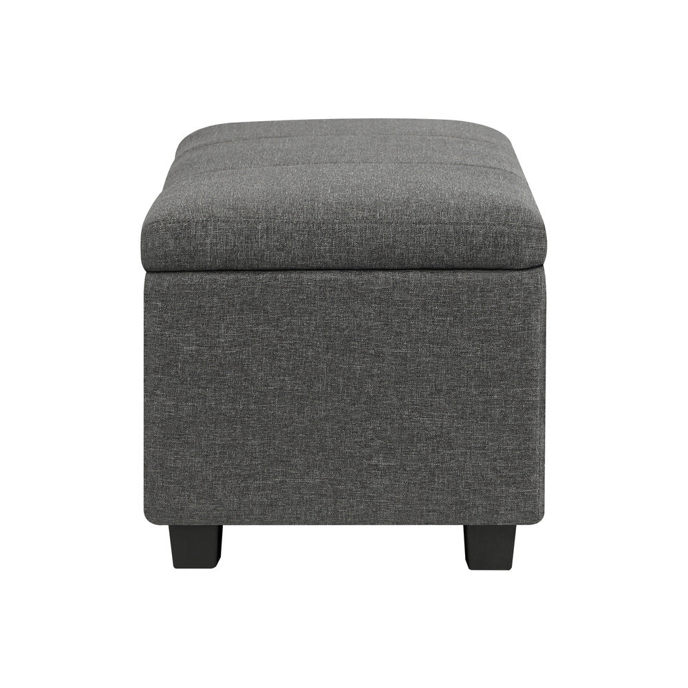 Oikiture Storage Ottoman Linen Fabric Large