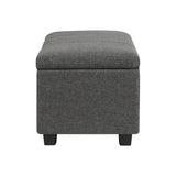 Oikiture Storage Ottoman Linen Fabric Large - Front View