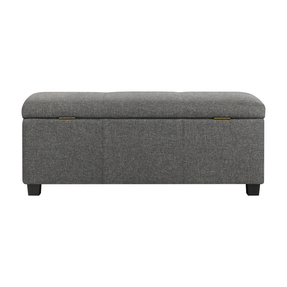 Oikiture Storage Ottoman Linen Fabric Large