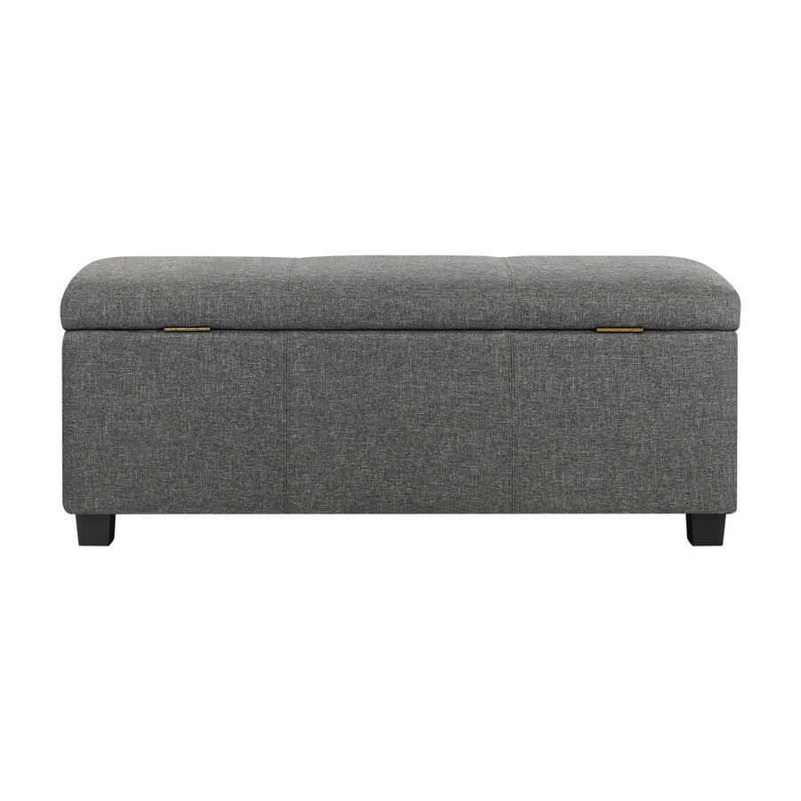 Oikiture Storage Ottoman Linen Fabric Large, image 6
