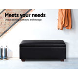 Artiss Storage Ottoman Blanket Box 80cm Leather Black - Top-Down View