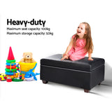 Artiss Storage Ottoman Blanket Box 80cm Leather Black - 45-Degree Angle