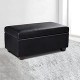 Artiss Storage Ottoman Blanket Box 80cm Leather Black - Close-Up Angle