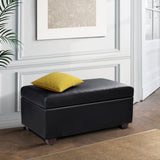 Artiss Storage Ottoman Blanket Box 80cm Leather Black - Low Angle