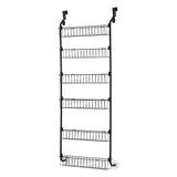 Artiss Over Door Storage Hanger Pantry 6-Tier Metal Hook Hanging Organiser Black - Side View