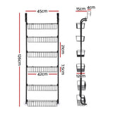 Artiss 2x Over Door Storage Pantry Organiser 6-Tier Metal Hanger Hook Black - Front View