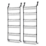 Artiss 2x Over Door Storage Pantry Organiser 6-Tier Metal Hanger Hook Black - Side View