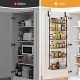 Artiss 2x Over Door Storage Pantry Organiser 6-Tier Metal Hanger Hook Black - Top-Down View