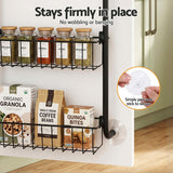 Artiss 2x Over Door Storage Pantry Organiser 6-Tier Metal Hanger Hook Black - Rear View