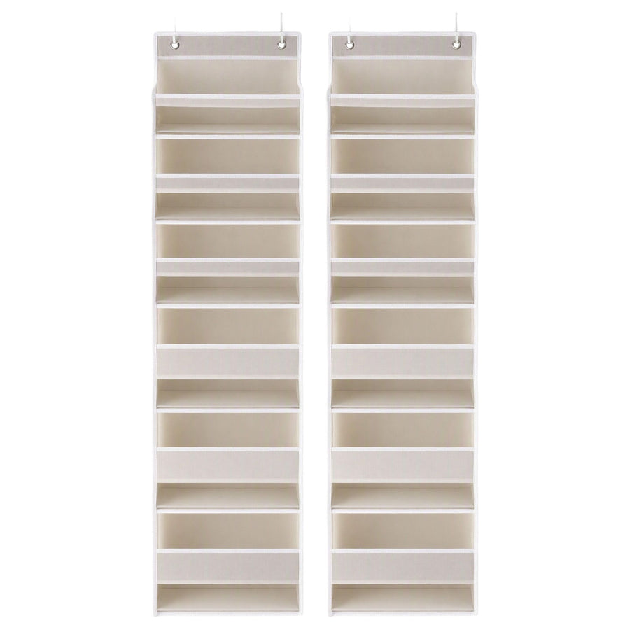 Artiss 2X Over Door Storage Hangers Pantry 6-Tier Organiser Pockets Fabric Beige