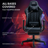OVERDRIVE Apex Series Reclining Gaming Ergonomic Office Chair with Footrest, Black - Front View