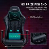 OVERDRIVE Apex Series Reclining Gaming Ergonomic Office Chair with Footrest, Black
