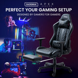 OVERDRIVE Apex Series Reclining Gaming Ergonomic Office Chair with Footrest, Black - 45-Degree Angle