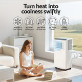 3-in-1 Devanti Portable Air Conditioner Dehumidifier Fan 7000BTU - 45-Degree Angle