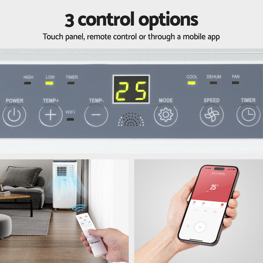 3-in-1 Devanti Portable Air Conditioner Dehumidifier Fan 7000BTU