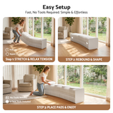 Artiss Folding Paper Bench With 4 PU Leather Seat Pads Expandable Accordion Stool For 4 Seats - 45-Degree Angle