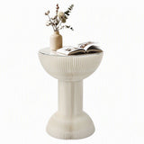 Artiss Paper End Table Honeycomb Coffee Table Foldable Round Bedside Side Table White 40x55cm - Front View