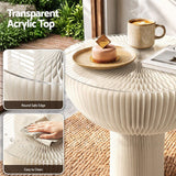 Artiss Paper End Table Honeycomb Coffee Table Foldable Round Bedside Side Table White 40x55cm - Close-Up Angle