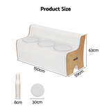 Artiss Folding Kraft Paper Sofa 3 Seater Accordion Bench with PU Leather Cushion Collapsible Couch 300kg Capacity 150x59x63cm - Front View