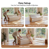 Artiss Folding Kraft Paper Sofa 3 Seater Accordion Bench with PU Leather Cushion Collapsible Couch 300kg Capacity 150x59x63cm - 45-Degree Angle