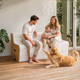 Artiss Folding Kraft Paper Sofa 3 Seater Accordion Bench with PU Leather Cushion Collapsible Couch 300kg Capacity 150x59x63cm - Extra Image