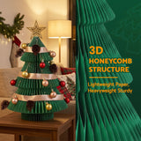 Jingle Jollys Paper Christmas Tree 47CM w/ Star Topper Xmas Decor Tabletop Green DIY Ornament Set - Low Angle