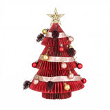 Jingle Jollys Paper Christmas Tree 47CM w/ Star Topper Xmas Decoration Tabletop Red DIY Ornament Set - Front View