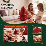 Jingle Jollys Paper Christmas Tree 47CM w/ Star Topper Xmas Decoration Tabletop Red DIY Ornament Set - Close-Up Angle