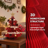Jingle Jollys Paper Christmas Tree 47CM w/ Star Topper Xmas Decoration Tabletop Red DIY Ornament Set - Low Angle