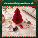 Jingle Jollys Paper Christmas Tree 47CM w/ Star Topper Xmas Decoration Tabletop Red DIY Ornament Set - Extra Image