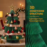 Jingle Jollys Paper Christmas Tree 61CM w/ Star Topper Xmas Decor Tabletop Green DIY Ornament Set - Low Angle
