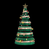 Jingle Jollys Paper Christmas Tree 111CM w/ Star Topper LEDs Xmas Decorations Kit Home Office Green - Front View
