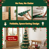 Jingle Jollys Paper Christmas Tree 111CM w/ Star Topper LEDs Xmas Decorations Kit Home Office Green - Rear View