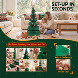 Jingle Jollys Paper Christmas Tree 111CM w/ Star Topper LEDs Xmas Decorations Kit Home Office Green - Low Angle