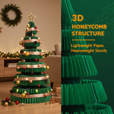 Jingle Jollys Paper Christmas Tree 111CM w/ Star Topper LEDs Xmas Decorations Kit Home Office Green - Extra Image