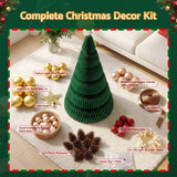 Jingle Jollys Paper Christmas Tree 111CM w/ Star Topper LEDs Xmas Decorations Kit Home Office Green - Extra Image