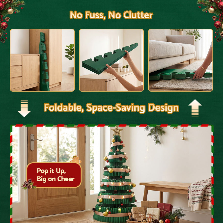 Jingle Jollys 47cm&111cm Christmas Tree Decoration Foldable Xmas Paper Tree