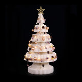 Jingle Jollys Paper Christmas Tree 114CM w/ Star Topper LEDs Xmas Decorations Kit Home Office White - Front View