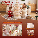 Jingle Jollys Paper Christmas Tree 114CM w/ Star Topper LEDs Xmas Decorations Kit Home Office White - Low Angle
