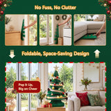 Jingle Jollys Paper Christmas Tree 62CM w/ Star Topper LEDs Xmas Decorations Kit Home Office Green - 45-Degree Angle